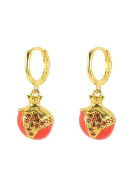 Jewelry - 18k Gold Plated 925 Sterling Silver Pomegranate Drop Earrings, Armenian …